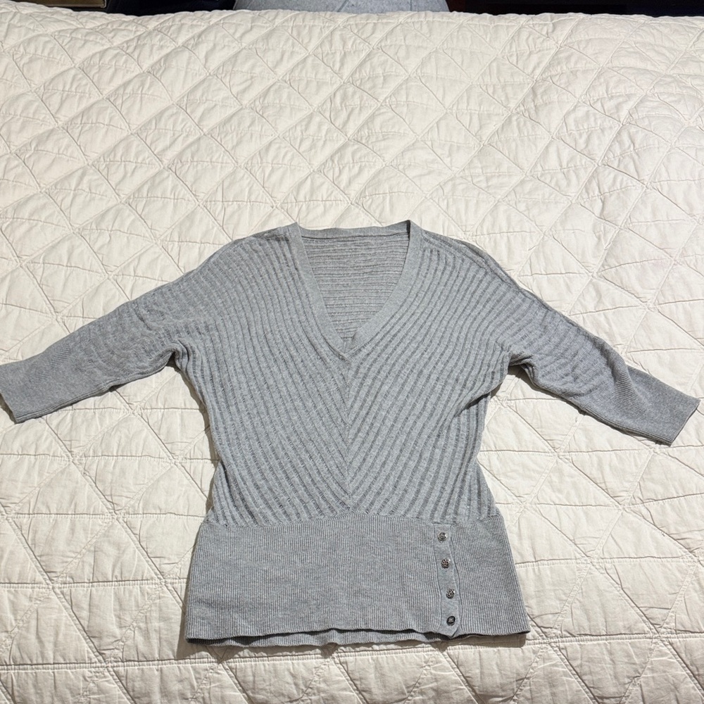 Gray V-Neck Women's Sweater